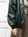 Куртка кожаная зеленый бомбер