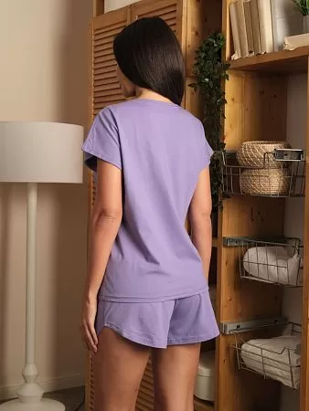 Пижама женская с шортами сиреневая