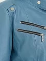 Куртка женская голубая из натуральной кожи